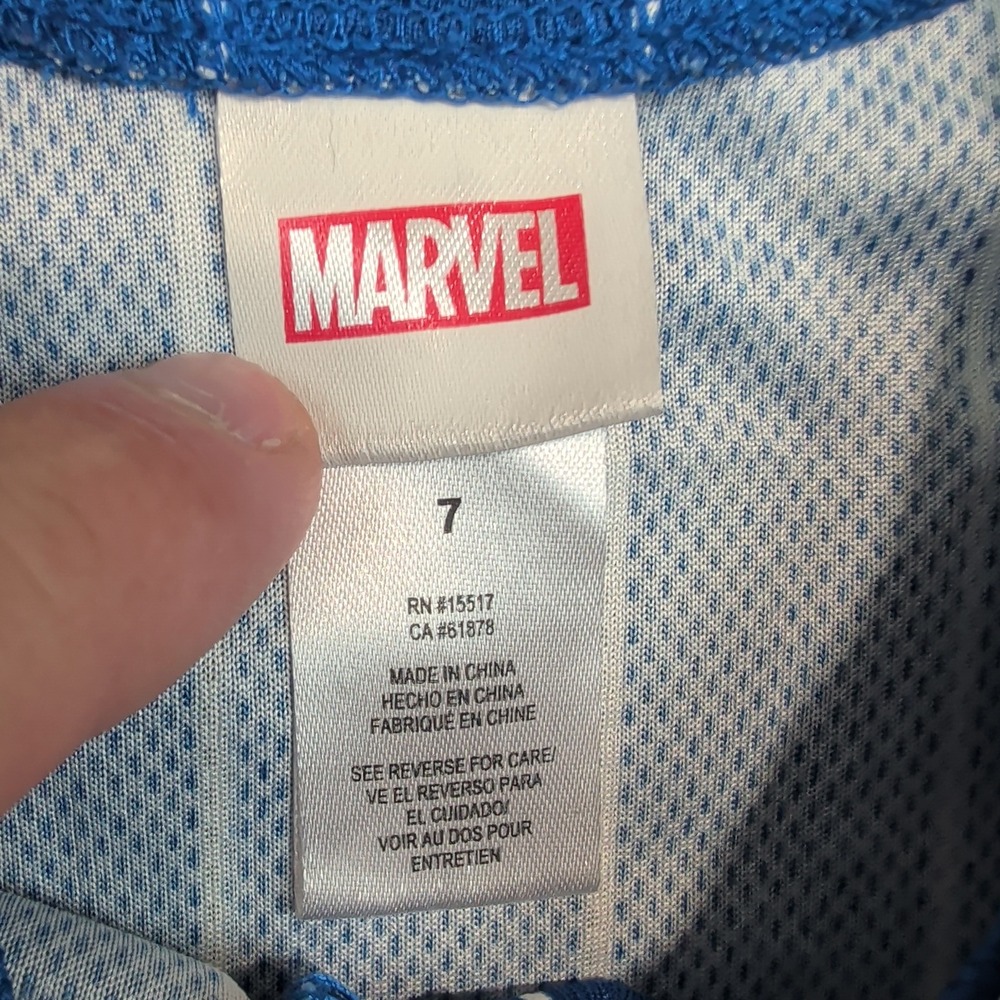 Marvel Spiderman Baseball Jersey Size 7 Blue Pinstripe Button Down Sporty Shirt - Picture 4 of 9